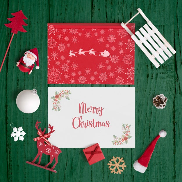 Decorative Christmas Card Mockup Psd