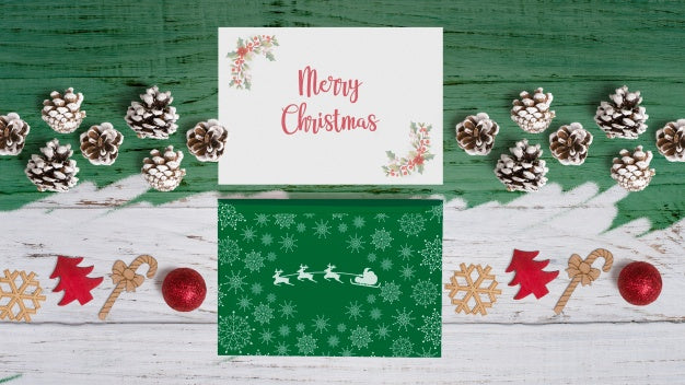 Decorative Christmas Card Mockup Psd