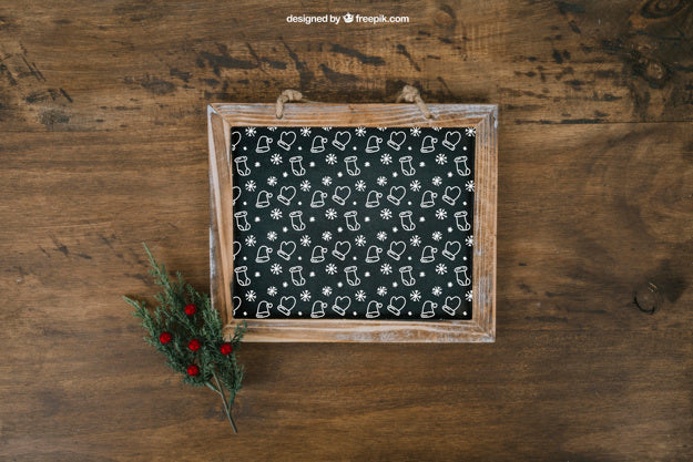 Decorative Christmas Mockup With Slate Psd