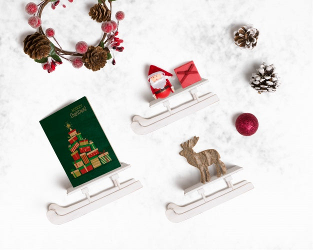 Decorative Christmas Mockup With Sledges Psd