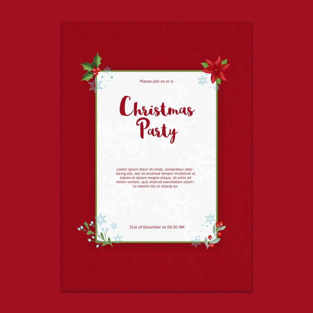 Decorative Christmas Party Poster Mockup Psd