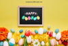 Decorative Easter Mockup With Slate Psd