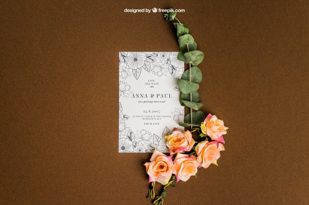 Decorative Floral Stationery Wedding Mockup Psd