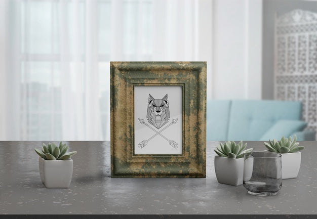Decorative Frame Mockup On Table At Home Psd
