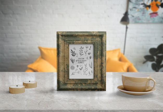 Decorative Frame Mockup On Table At Home Psd