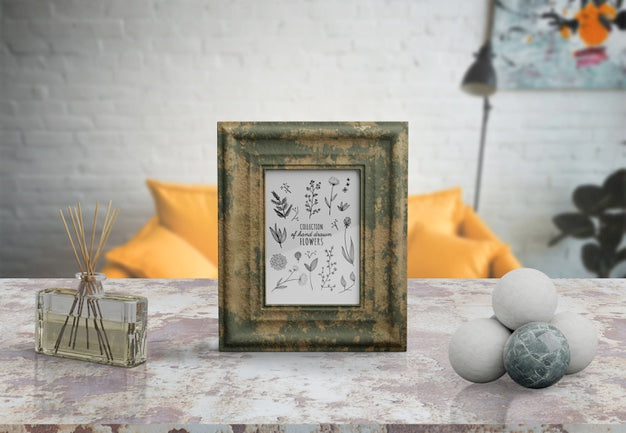 Decorative Frame Mockup On Table At Home Psd