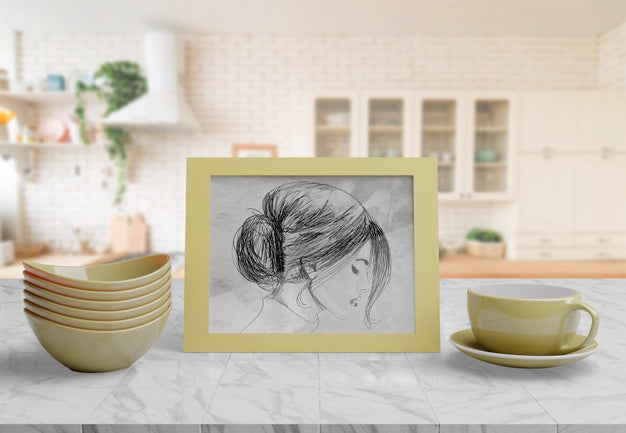 Decorative Frame Mockup On Table At Home Psd