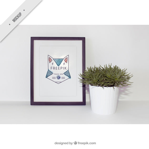 Decorative Frame Picture With A Flowerpot Psd