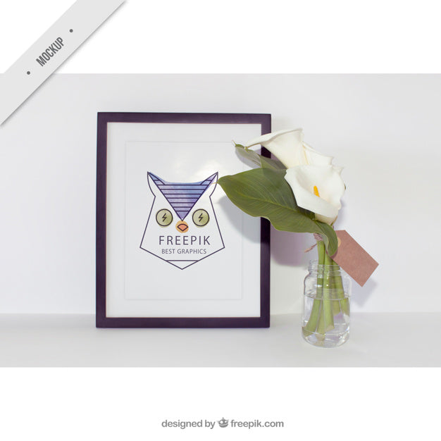 Decorative Frame With Beautiful Flowers Psd