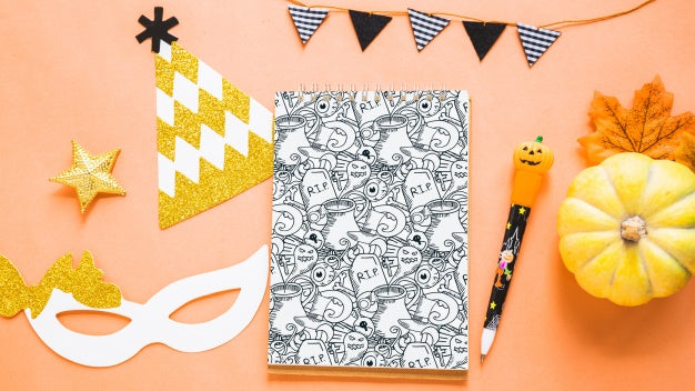 Decorative Halloween Book Cover Mockup Psd