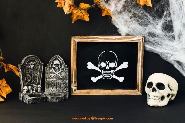 Decorative Halloween Slate Mockup Psd