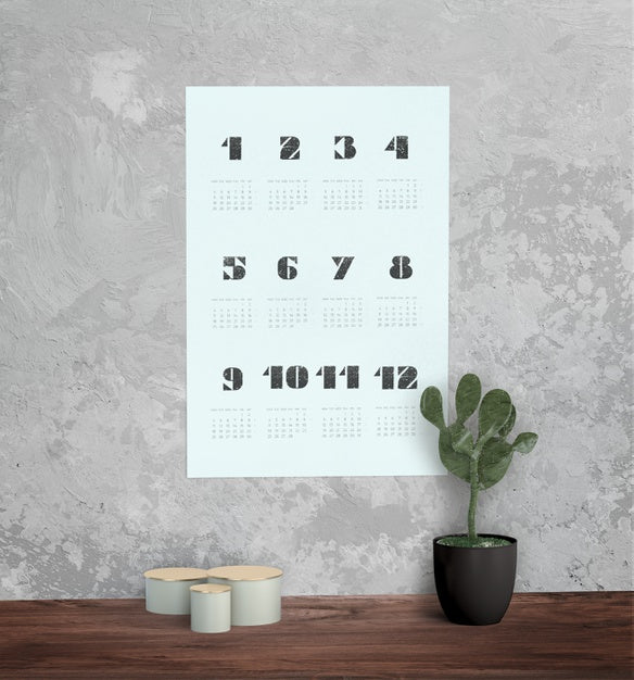 Decorative Mock Up Calendar On The Wall Psd