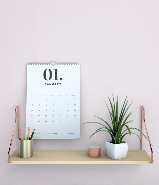 Decorative Mock Up Hanging Calendar Psd