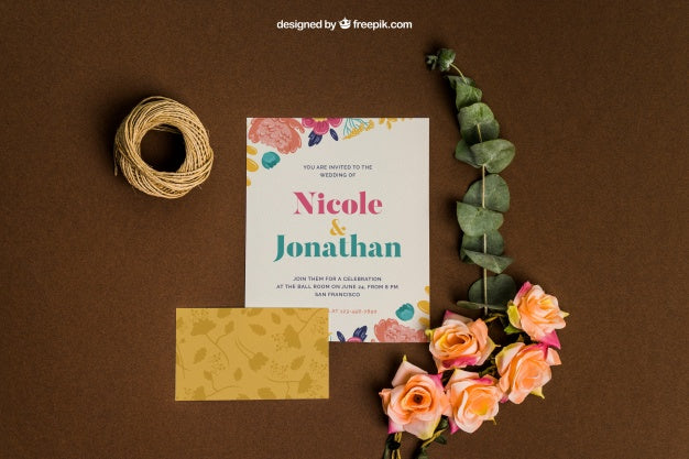 Decorative Stationery Wedding Mockup Psd