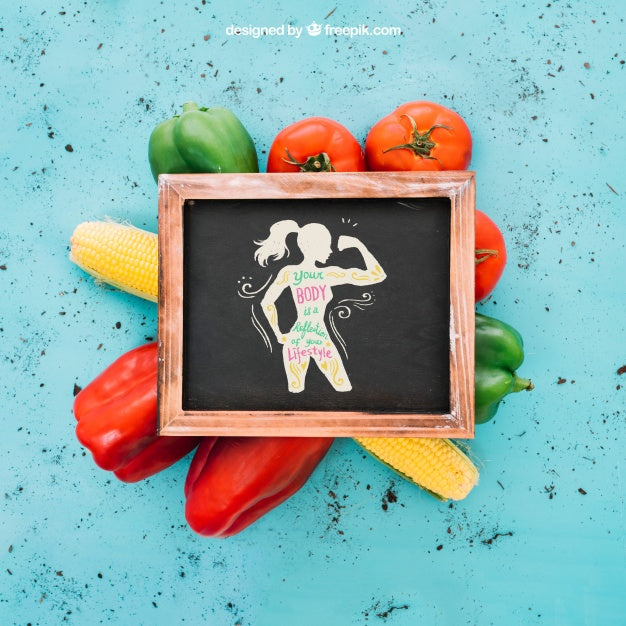 Decorative Vegetarian Mockup With Slate Psd