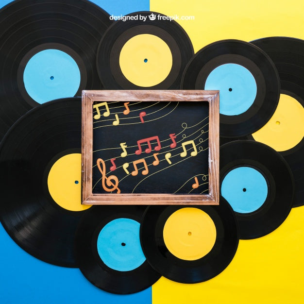 Decorative Vinyl Mockup With Slate Psd