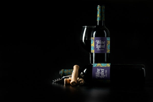 Decorative Wine Mockup With Copyspace Psd