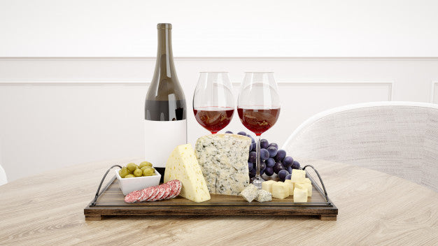 Delicious Cheese Assortment With Red Wine Mockup Psd