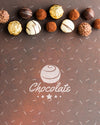 Delicious Chocolate Candies With Brown Background Mock-Up Psd