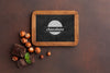 Delicious Chocolate With Blackboard Mock-Up On Brown Background Psd