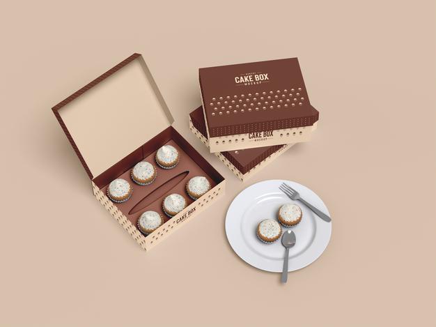 Delicious Cupcake Packaging Mockup Psd