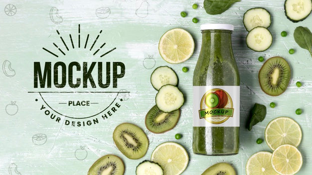 Delicious Detox Juice Concept Mock-Up Psd