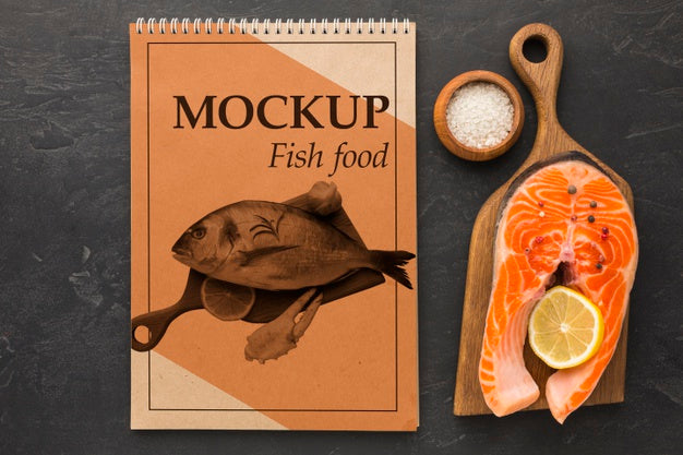Delicious Fish Food Arrangement Above View Psd