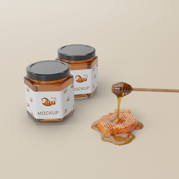 Delicious Honey On Jars Psd