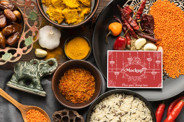 Delicious Indian Food With Mockup Psd