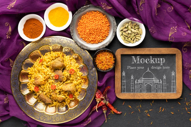 Delicious Indian Food With Mockup Psd