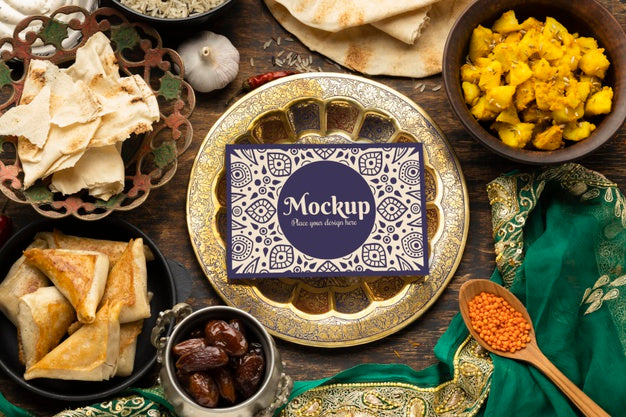 Delicious Indian Food With Mockup Psd