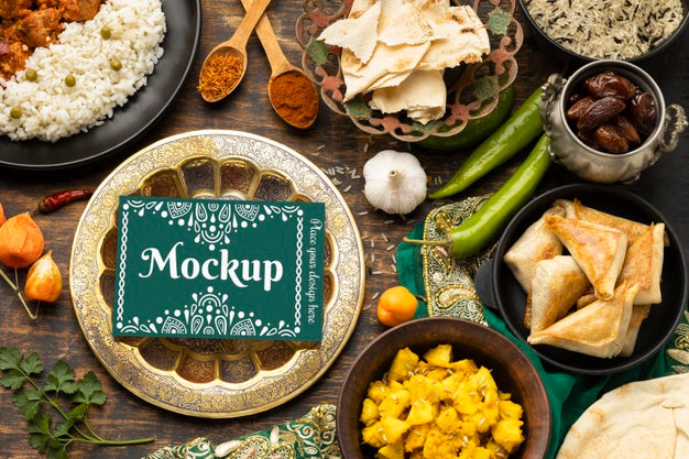Delicious Indian Food With Mockup Psd