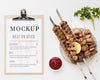 Delicious Meat Skewers Mock-Up And Ketchup Psd