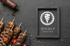 Delicious Meat Skewers Mock-Up And Spices Psd