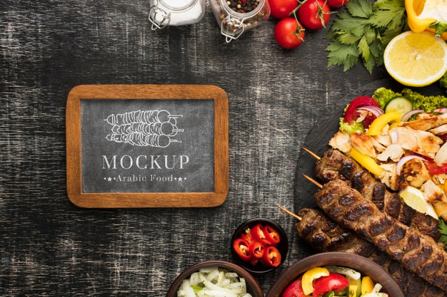 Delicious Meat Skewers Mock-Up Psd