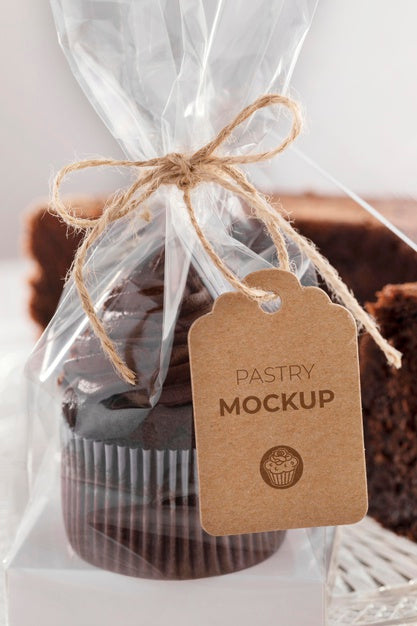 Delicious Muffin In Transparent Packaging Psd