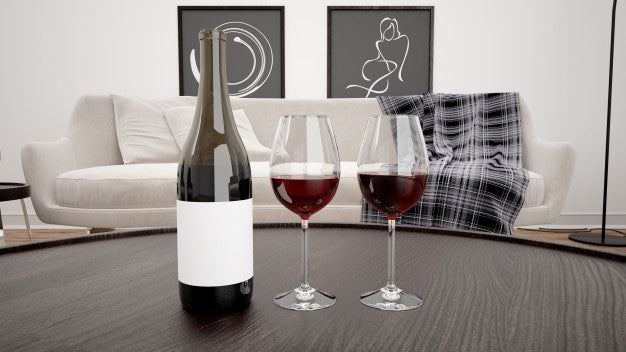 Delicious Red Wine In A Modern Living Room Mockup Psd