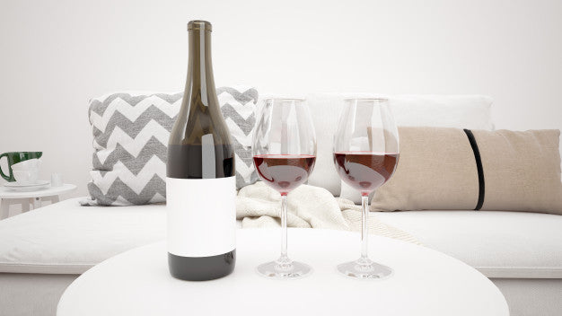Delicious Red Wine In A Modern Living Room Mockup Psd