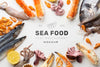 Delicious Sea Food Assortment With Mock-Up Psd