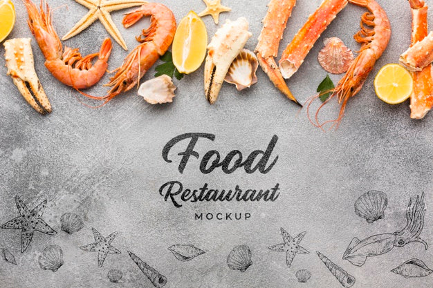 Delicious Sea Food Composition With Mock-Up Psd