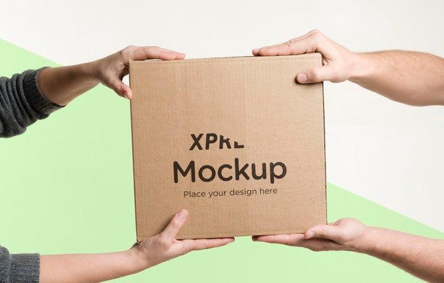 Delivery Man Handing A Box To A Client Psd