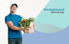 Delivery Man Holding A Bag Of Groceries Psd