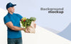 Delivery Man Holding A Bag With Groceries Psd