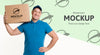 Delivery Man Holding A Box On His Shoulder With Background Mock-Up Psd