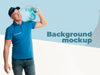 Delivery Man Holding A Water Bottle With Background Mock-Up Psd