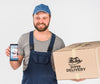 Delivery Man Holding Smartphone Mockup For Labor Day Psd