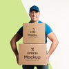 Delivery Man Holding Some Boxes Mock-Up Psd