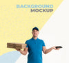 Delivery Man Holding Some Pizza Boxes Mock-Up With Background Mock-Up Psd