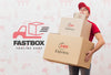 Delivery Man Holding Three Parcels Mock-Up Psd