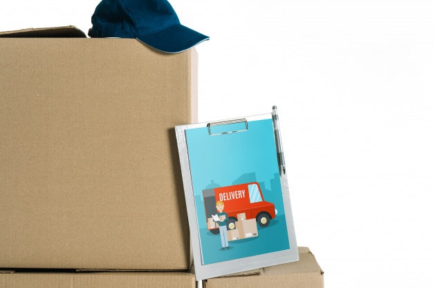 Delivery Mockup With Tablet On Boxes Psd